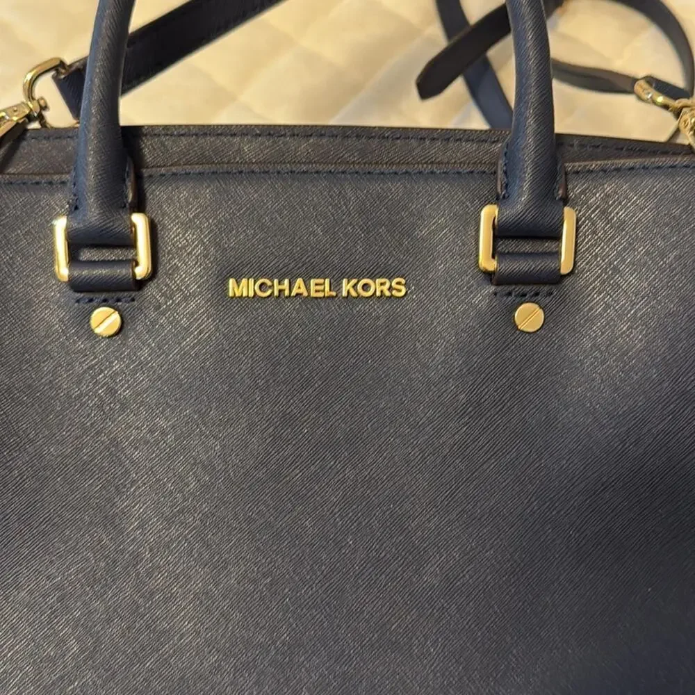 Michael Kors Dark Navy Leather Blue Purse